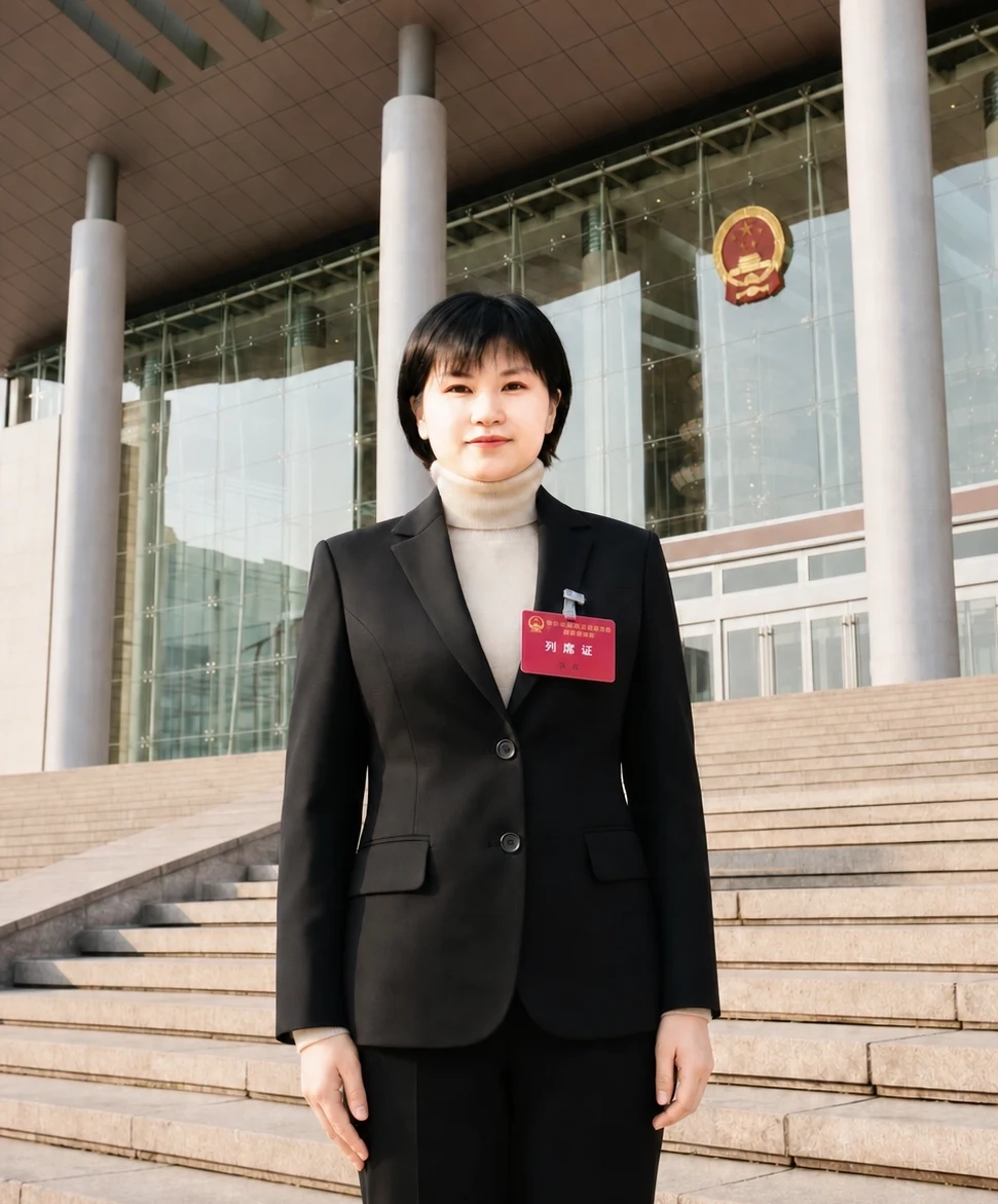 叶带凤会长在人民大会堂前的正式肖像